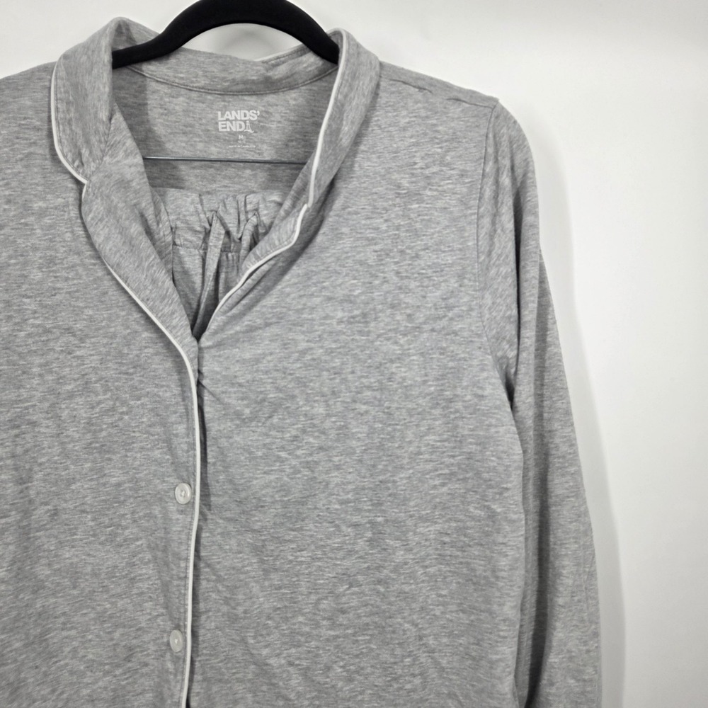 Lands End Womens M 10-12 Comfort Jersey Knit Pajamas Top + Pants Gray Set - Picture 2 of 8